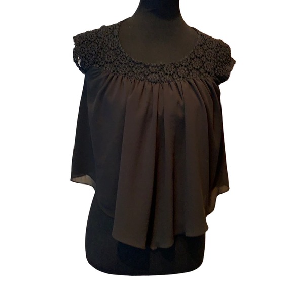 Kiddo by Katie Small Black Flowy Eyelet Lace Embroidered Top Blouse - Picture 1 of 4
